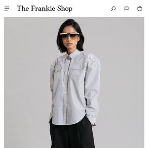 THE FRANKIE SHOP JEANNE PADDED SHIRT - BLACK STRIPE